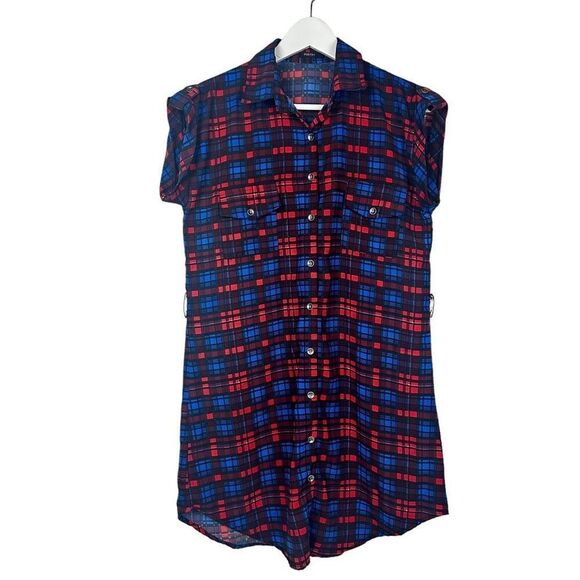 Poetry Plaid Shirt Dress Size Medium - Picture 1 of 6